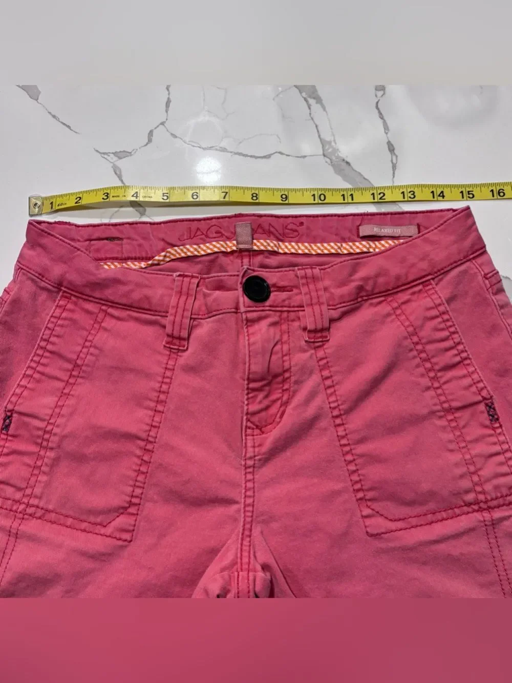 Jag Jeans Faded Red Coral Relaxed Fit Utility Cotton Twill Shorts Women’s 4